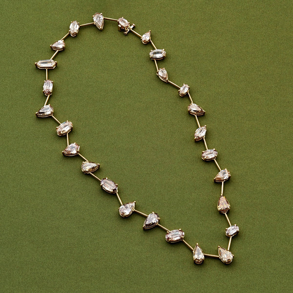 28.59ctw Champagne Diamond Organized Chaos Mix Shape Necklace — view 2