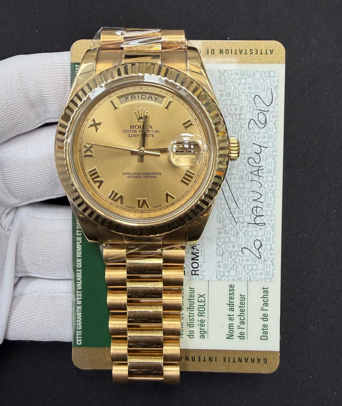 ROLEX DAY-DATE 218238 — view 3 — Laura Milman New York