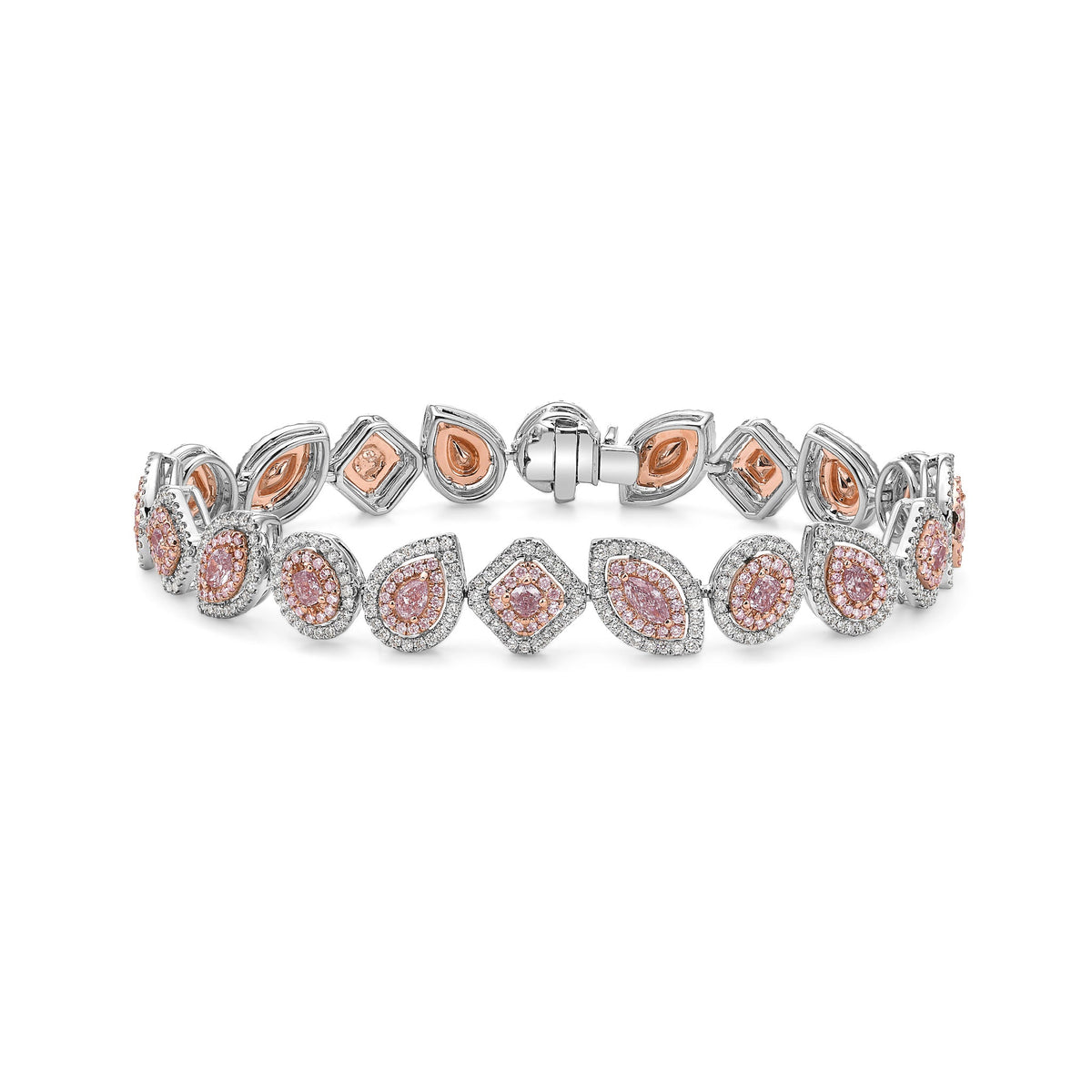 5.42ctw Pink Diamond Mixed Shape Halo Bracelet — Laura Milman New York