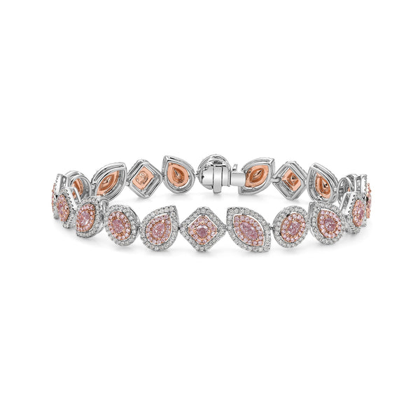 5.42ctw Pink Diamond Mixed Shape Halo Bracelet