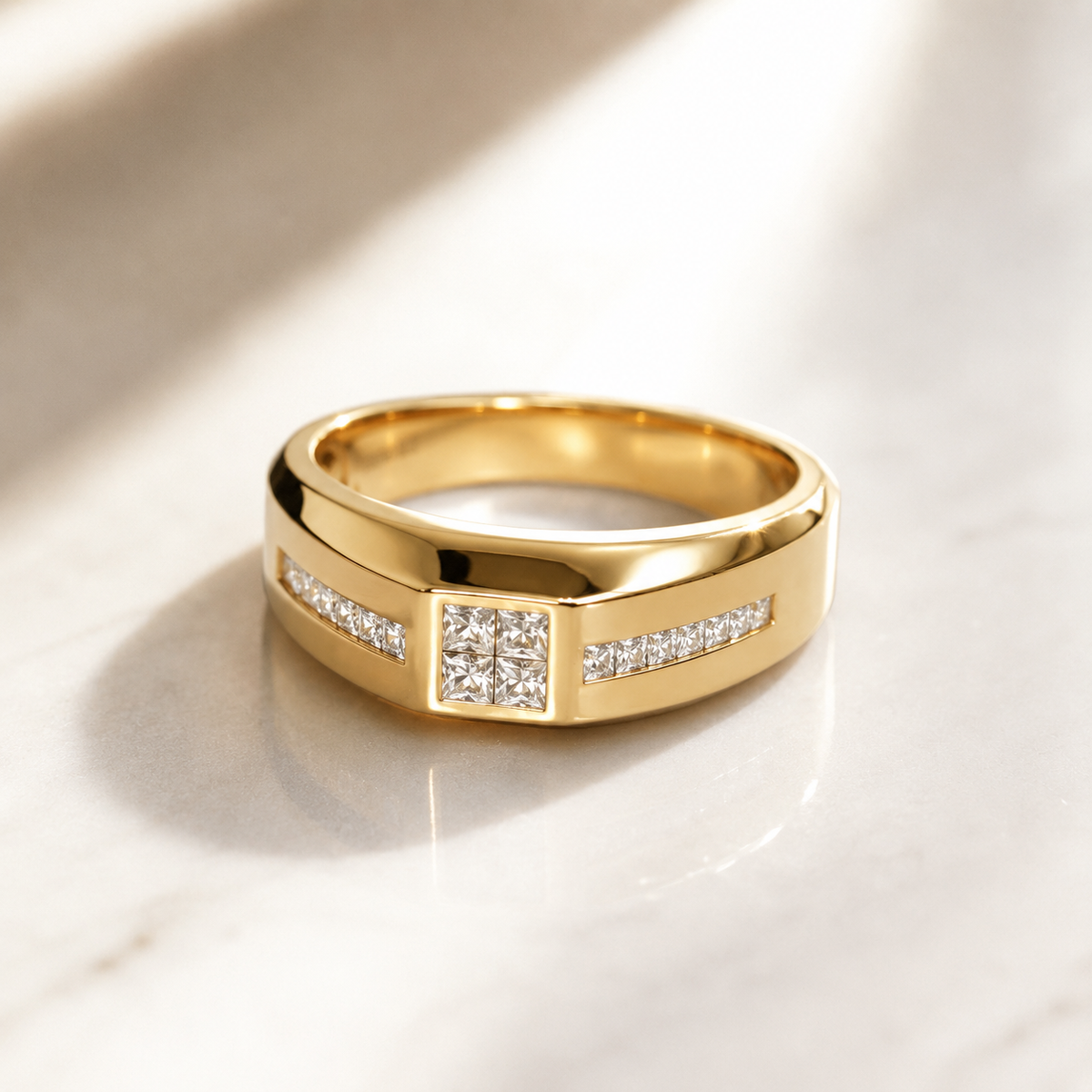 Men’s Diamond Band Crafted in Matte and Polished Yellow Gold — Laura Milman New York