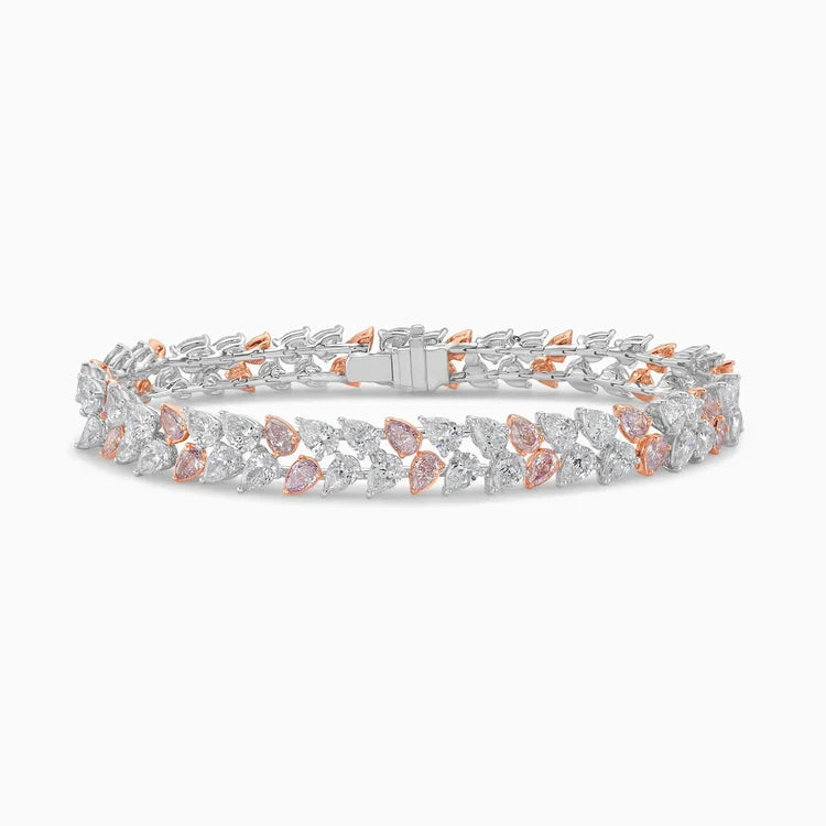 10.28ctw Fancy Pink Diamond & White Diamond Pear Shape Double Row Bracelet — Laura Milman New York
