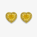 Fancy Yellow Heart Diamond Halo Stud Earrings in 18K Yellow Gold view 1