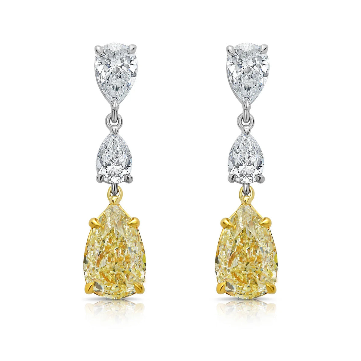 5.63ctw Yellow Pear Diamond Drop Earrings VS GIA — Laura Milman New York