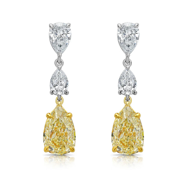 5.63ctw Yellow Pear Diamond Drop Earrings VS GIA