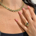 Light Yellow Emerald Diamond Ring in Platinum and 18K Yellow Gold view 3