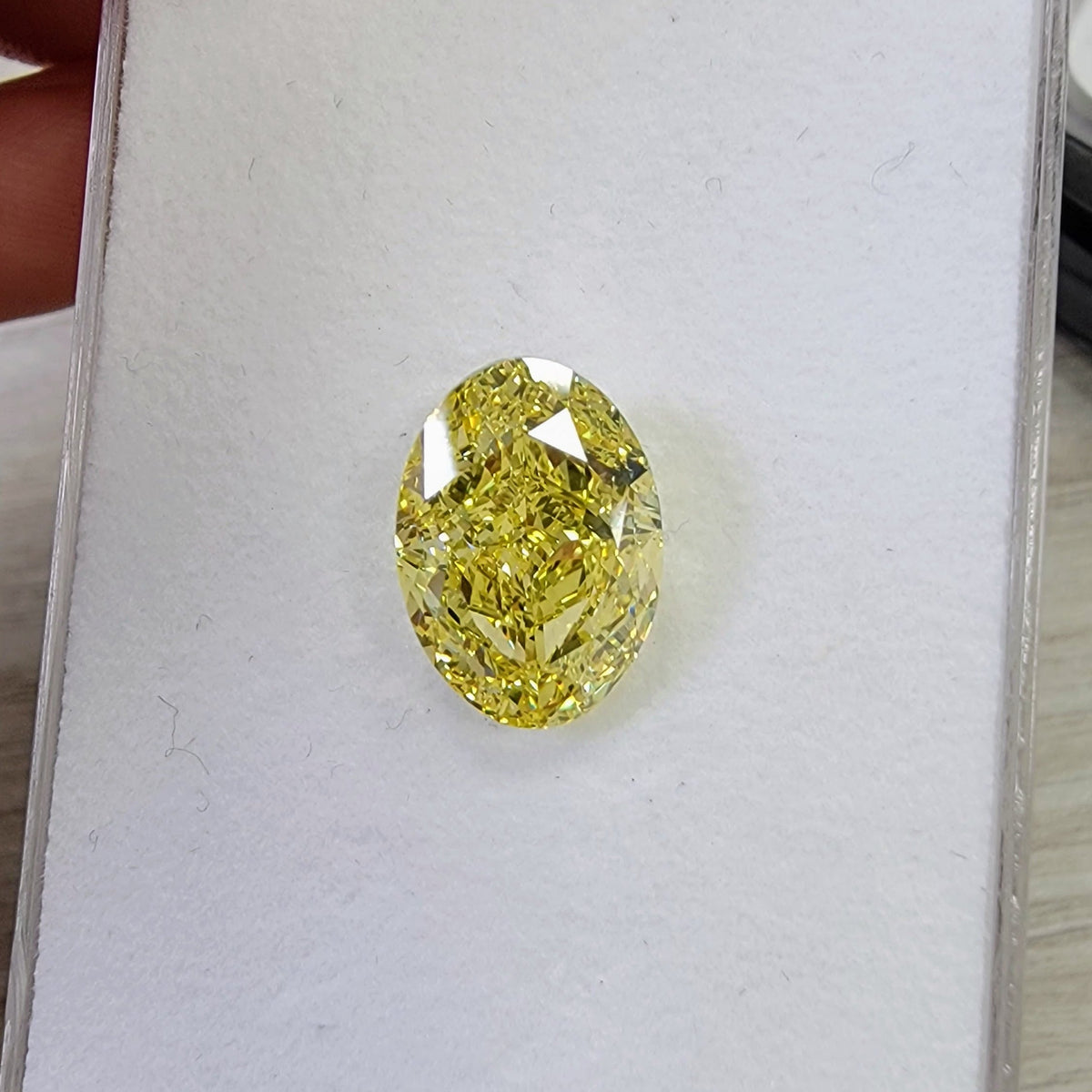 5.01ct Fancy Intense Yellow Oval Diamond Ring VS2 GIA — view 4 — Laura Milman New York