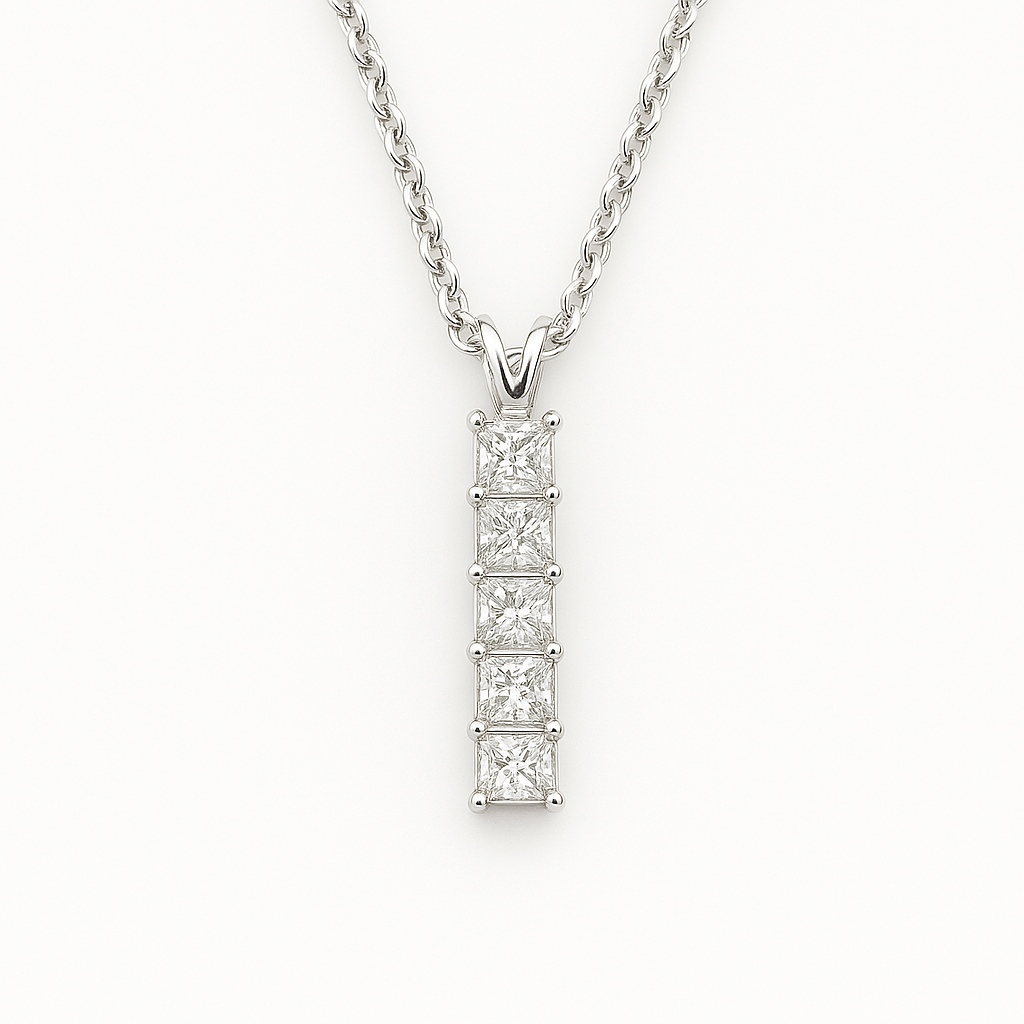 5 Stone Princess Diamond Pendant — Laura Milman New York