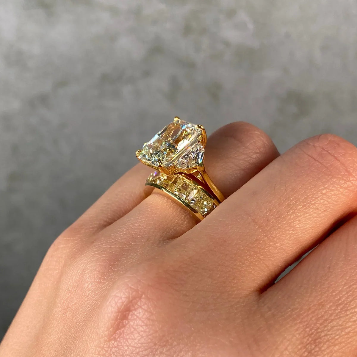 8.13ctw Fancy Yellow Cushion Diamond Channel Set Eternity Band — view 6 — Laura Milman New York