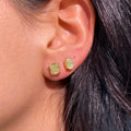 Fancy Yellow Radiant Diamond Stud Earrings in 18K Yellow Gold view 3