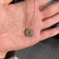 Fancy Grayish Yellowish Green Cushion Diamond Pendant in 14K Rose Gold view 4