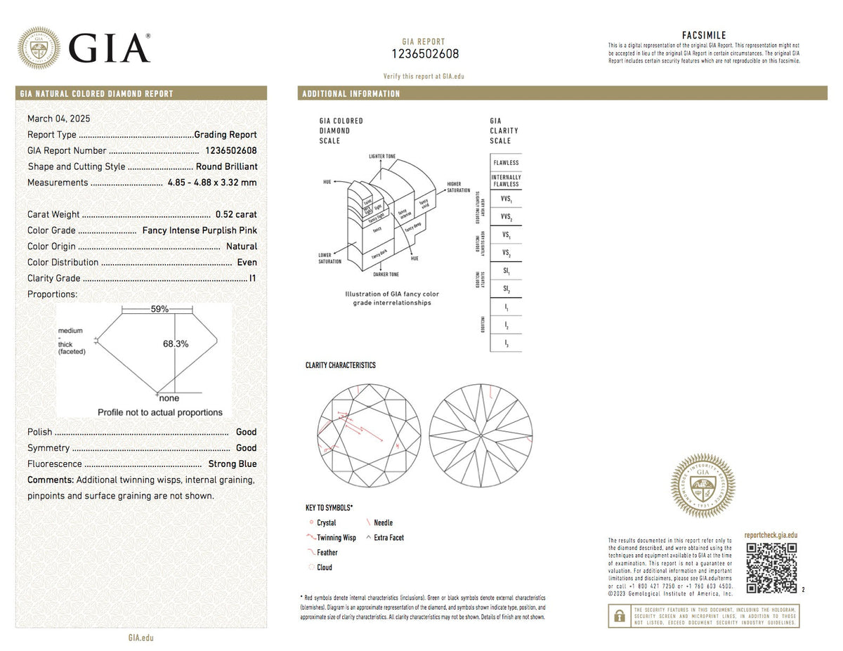 0.52ct Fancy Intense Purplish Pink Round Diamond Cobblestone Icon Ring I1 GIA — view 7 — Laura Milman New York