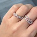 Pink and White Pear Diamond Band in 18K White and Rose Gold view 5
