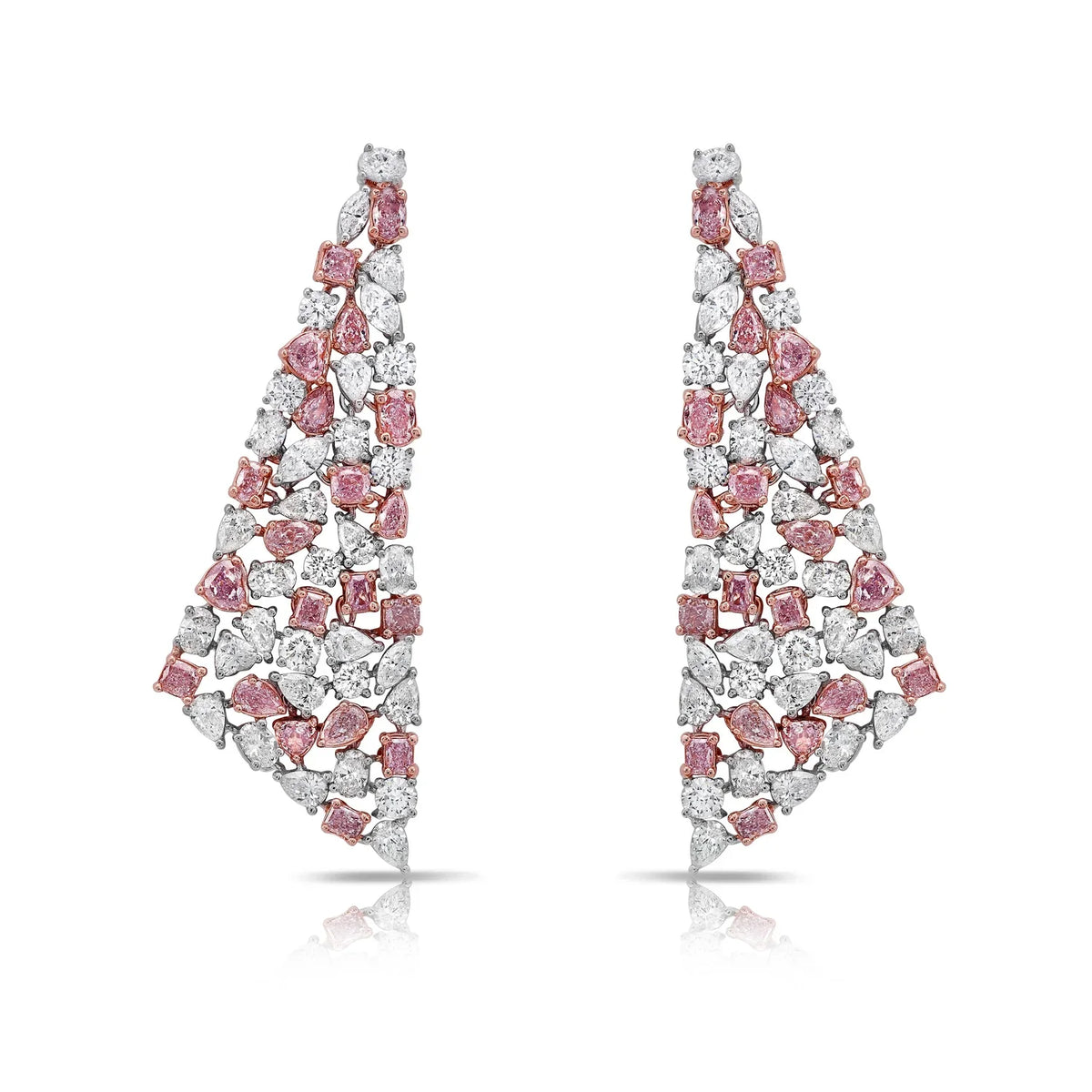 9.31ctw Mixed Shape Pink Diamond and White Diamond Chandelier Earrings — Laura Milman New York