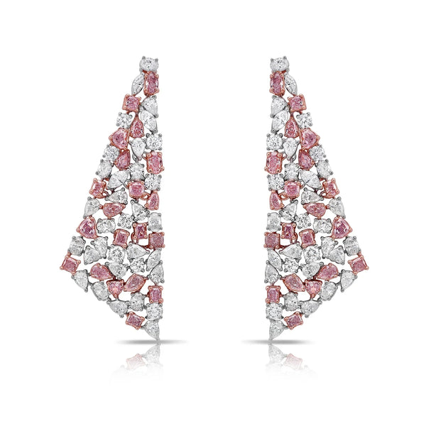 9.31ctw Mixed Shape Pink Diamond and White Diamond Chandelier Earrings