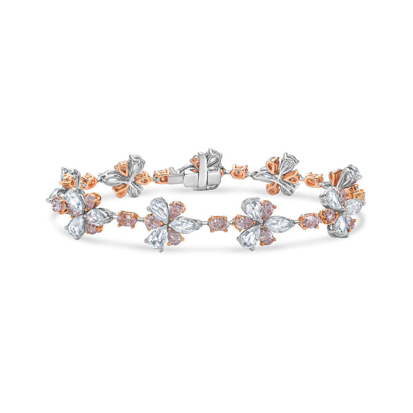 12.06ct Pink Diamond & White Diamond Floral Bracelet