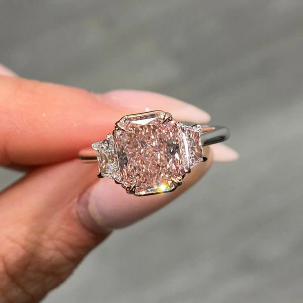 3ct Fancy Brown-Pink Elongated Radiant Diamond Ring VS1 GIA — view 2