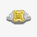 Fancy Yellow Asscher Diamond Ring in 18K Yellow and White Gold view 1