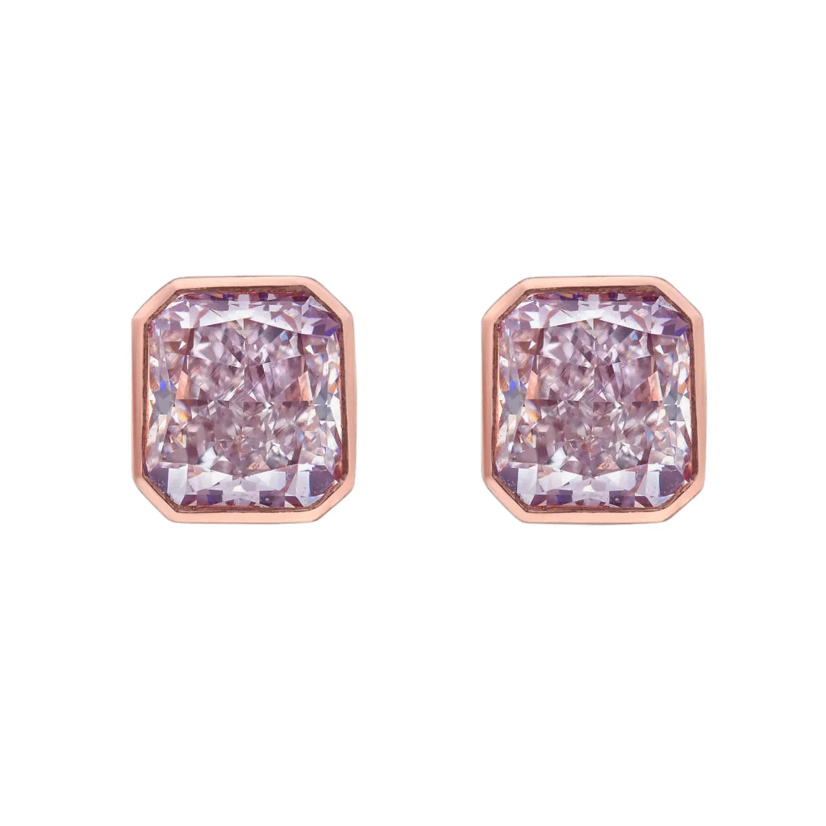 0.80ct & 0.76ct Bezel Pink Diamond Stud Earrings GIA — Laura Milman New York