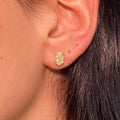 Light Yellow Oval Diamond Stud Earrings in 18K Yellow Gold view 2