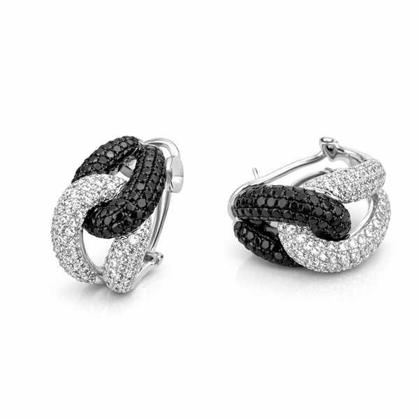 Black and White Diamond Infinity Huggie Earrings - Laura Milman New York