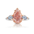 Fancy Pink Pear Diamond Ring in Platinum and 14K Rose Gold view 1