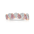 Pink and White Pear Diamond Band in 18K White and Rose Gold view 1