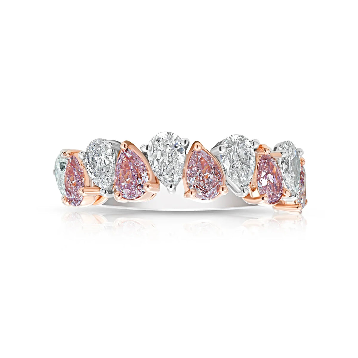 1.88ctw Alternating Pink & White Pear Diamond Halfway Band — Laura Milman New York