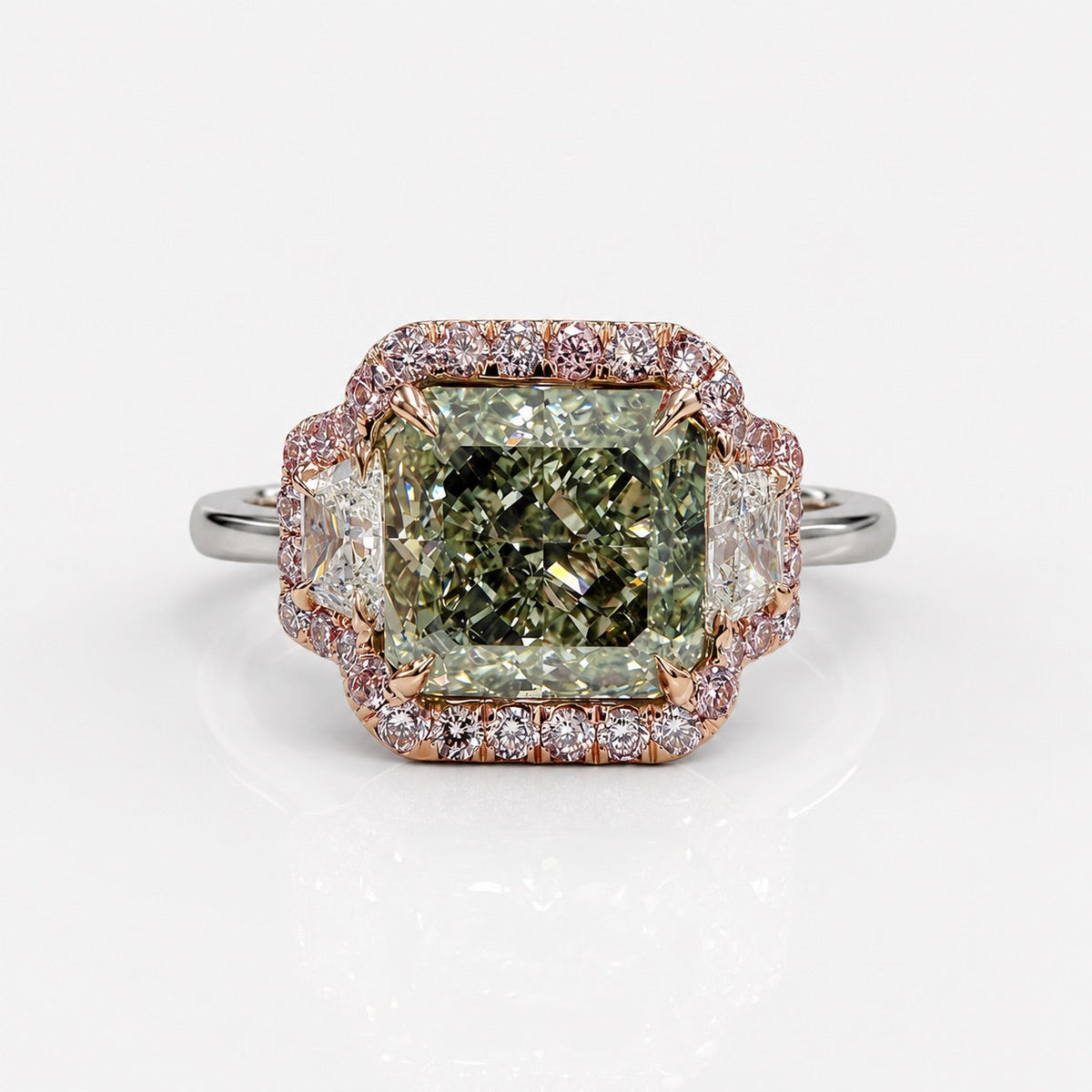 2.54ct Fancy Grayish Yellowish Green Radiant Diamond Ring SI1 GIA — Laura Milman New York
