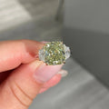 Fancy Yellow-Green Cushion Diamond Ring in Platinum and 18K Rose Gold view 3