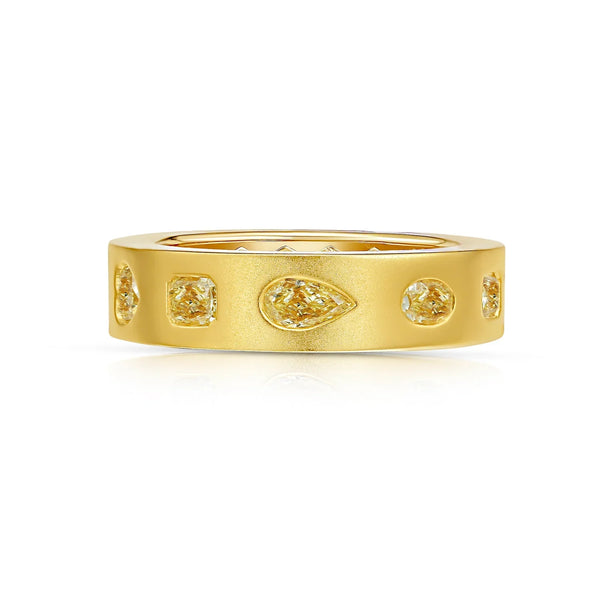 1.81ct Mixed Shape Yellow Diamond Bezel Eternity Band