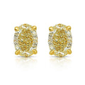 Light Yellow Oval Diamond Stud Earrings in 18K Yellow Gold view 1