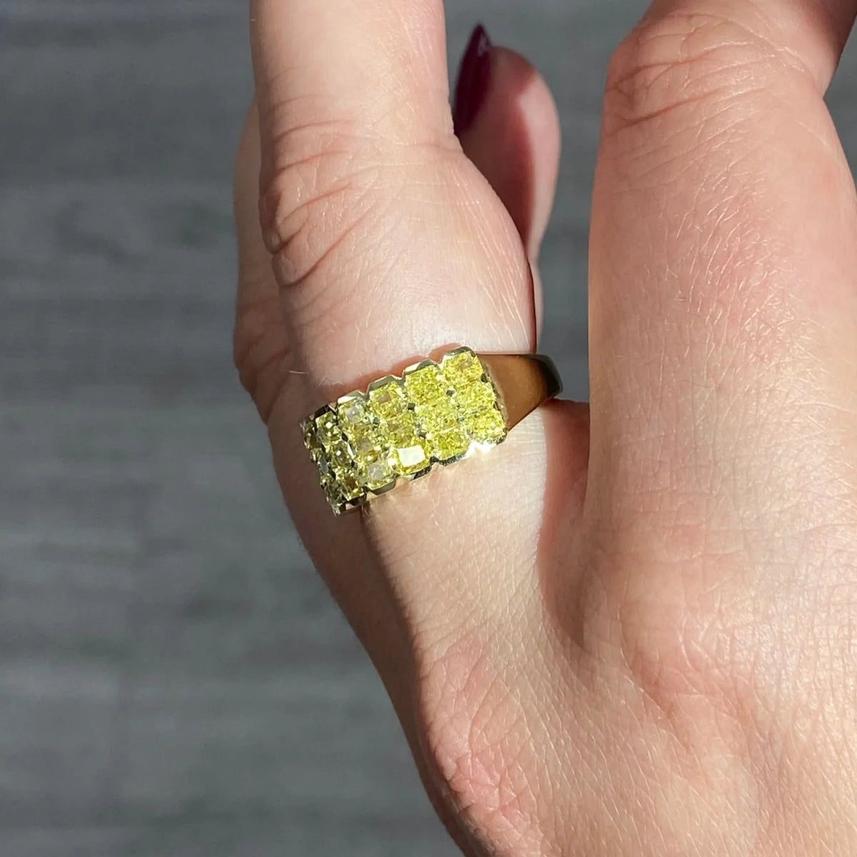 Three Row Yellow Radiant Diamond Halfway Band — view 6 — Laura Milman New York