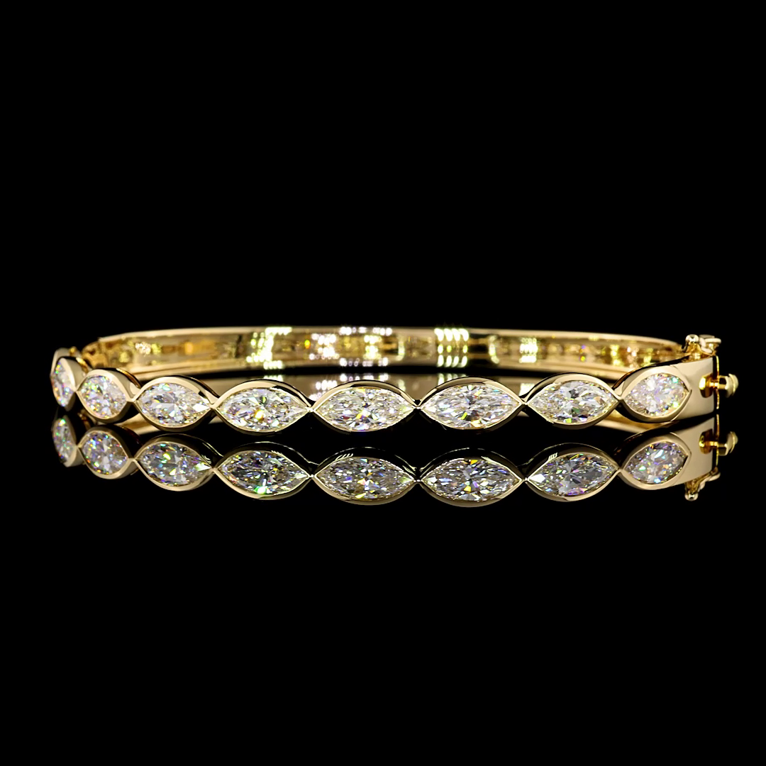 4.29 CT Marquise Lab Grown Diamond Bangle Bracelet in 14K Yellow Gold — Laura Milman New York