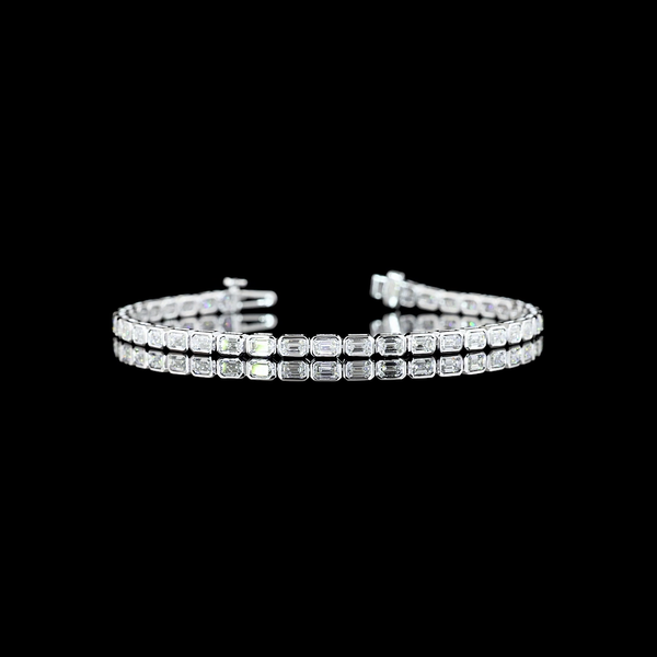 3.70 Carat Emerald Cut Lab Grown Diamond Tennis Bracelet - E-F VS - 14K White Gold