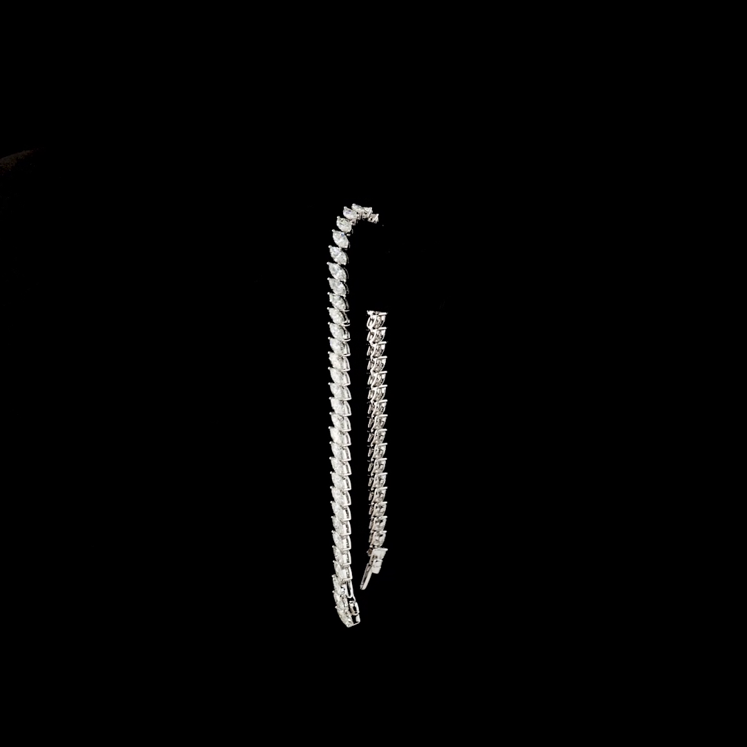 6.65 CT Marquise Lab Grown Diamond Tennis Bracelet in 14K White Gold – worn on wrist