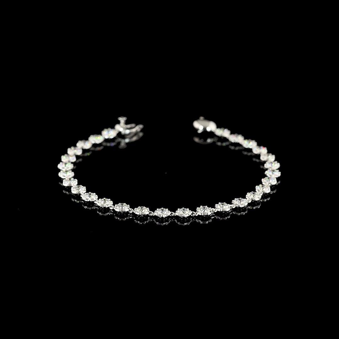 Lab-Grown Round Diamond Station Bracelet — Bezel Prong — 3.91 ct 14K WHITE GOLD — Laura Milman New York