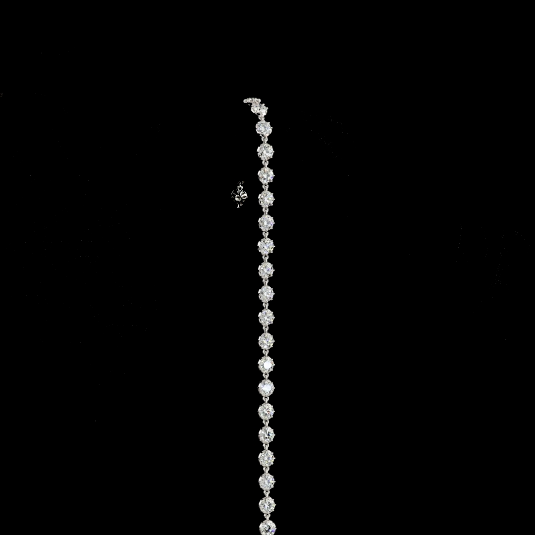 Lab-Grown Round Diamond Station Bracelet — Bezel Prong — 3.91 ct 14K WHITE GOLD — Laura Milman New York