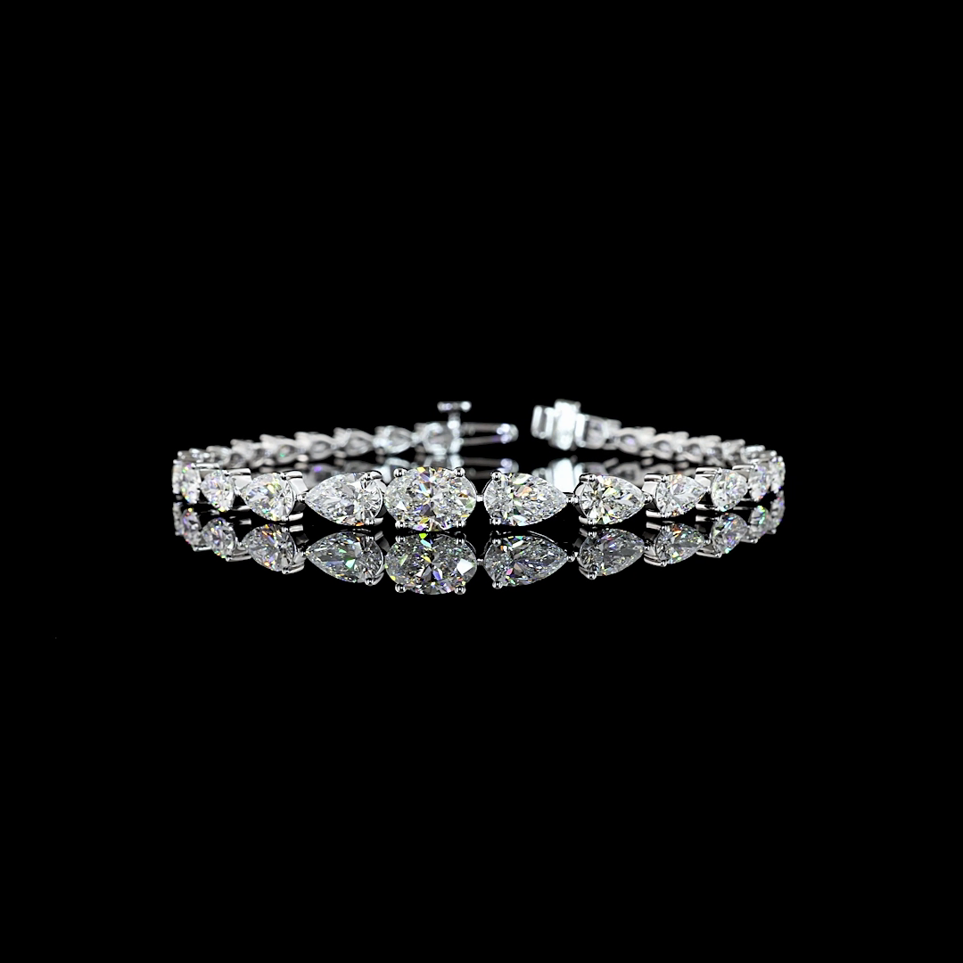 8.61 CT Pear Lab Grown Diamond Tennis Bracelet in 14K White Gold — Laura Milman New York