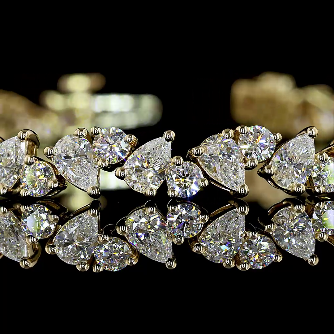 5.8 CT Pear Lab Grown Diamond Tennis Bracelet in 14K Yellow Gold – close-up — Laura Milman New York