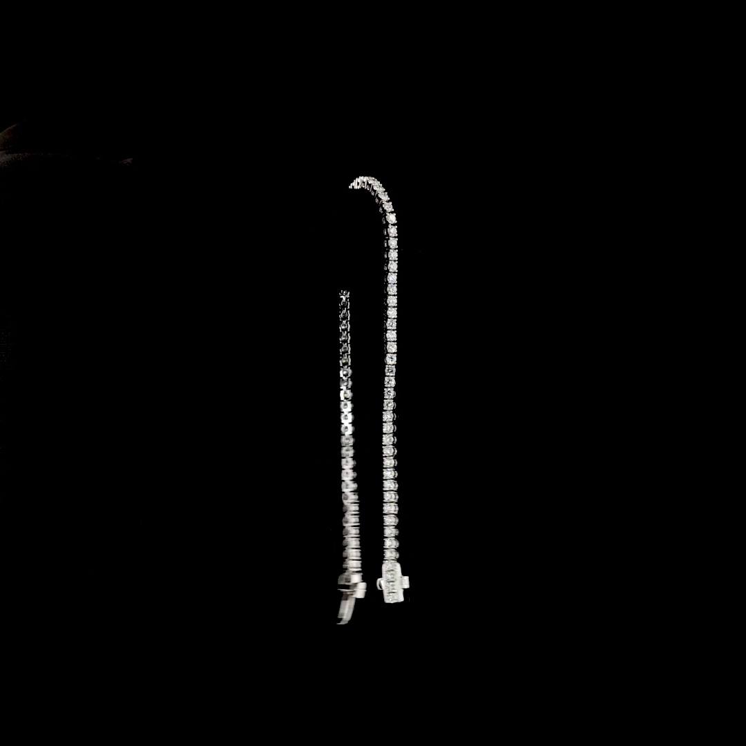 1.92 CT Round Brilliant Lab Grown Diamond Tennis Bracelet in 14K White Gold – worn on wrist — Laura Milman New York