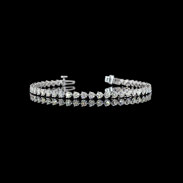 Lab-Grown Round Diamond Tennis Bracelet in 14K White Gold — view 2
