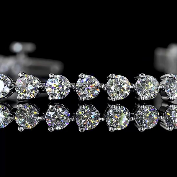 Lab-Grown Round Diamond Tennis Bracelet in 14K White Gold — view 3
