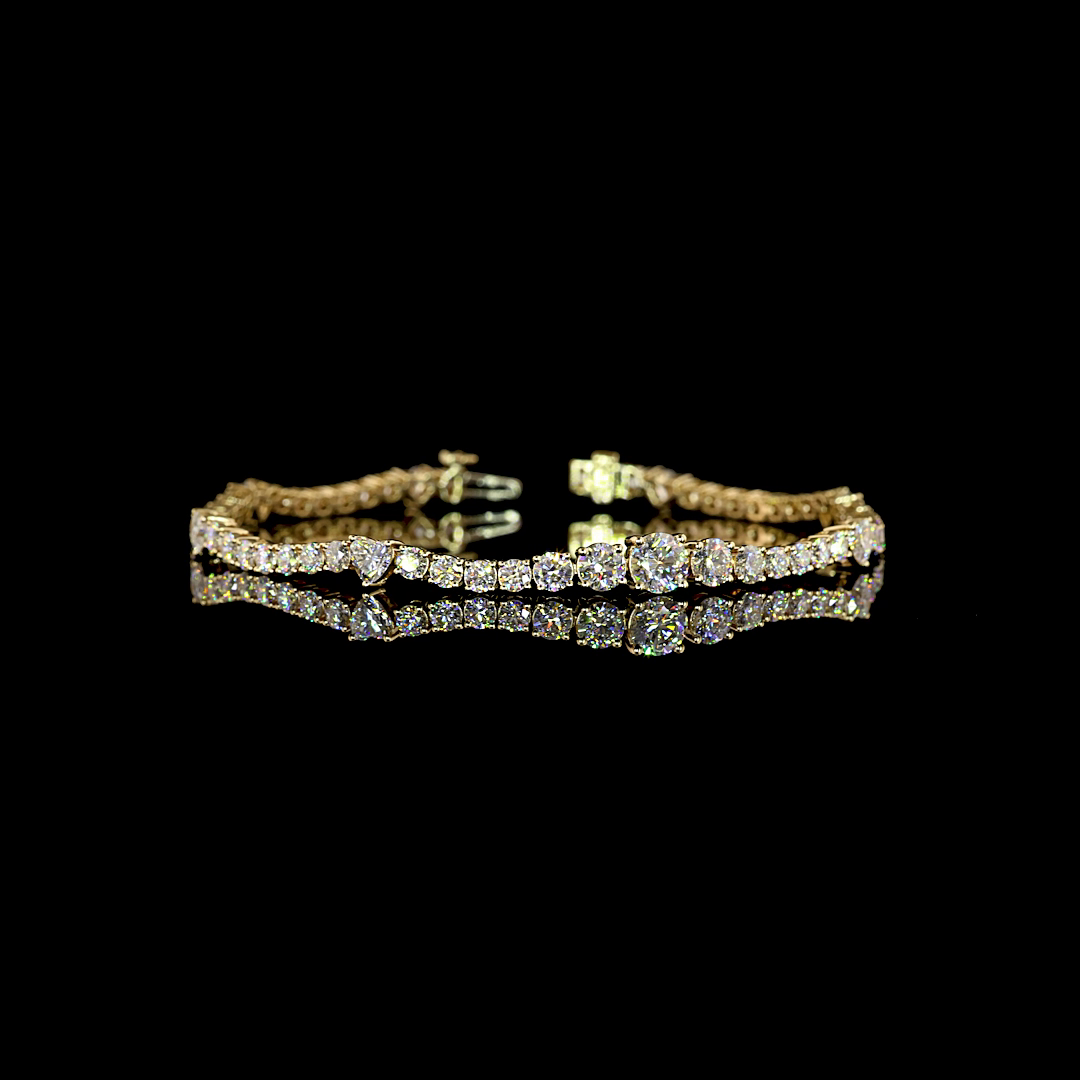 Lab-Grown Round Diamond Station Line Tennis Bracelet — Prong — 5.78 ct 14K YELLOW GOLD — Laura Milman New York