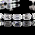 Lab-Grown Emerald Diamond Tennis Bracelet — Bezel, East West view 3