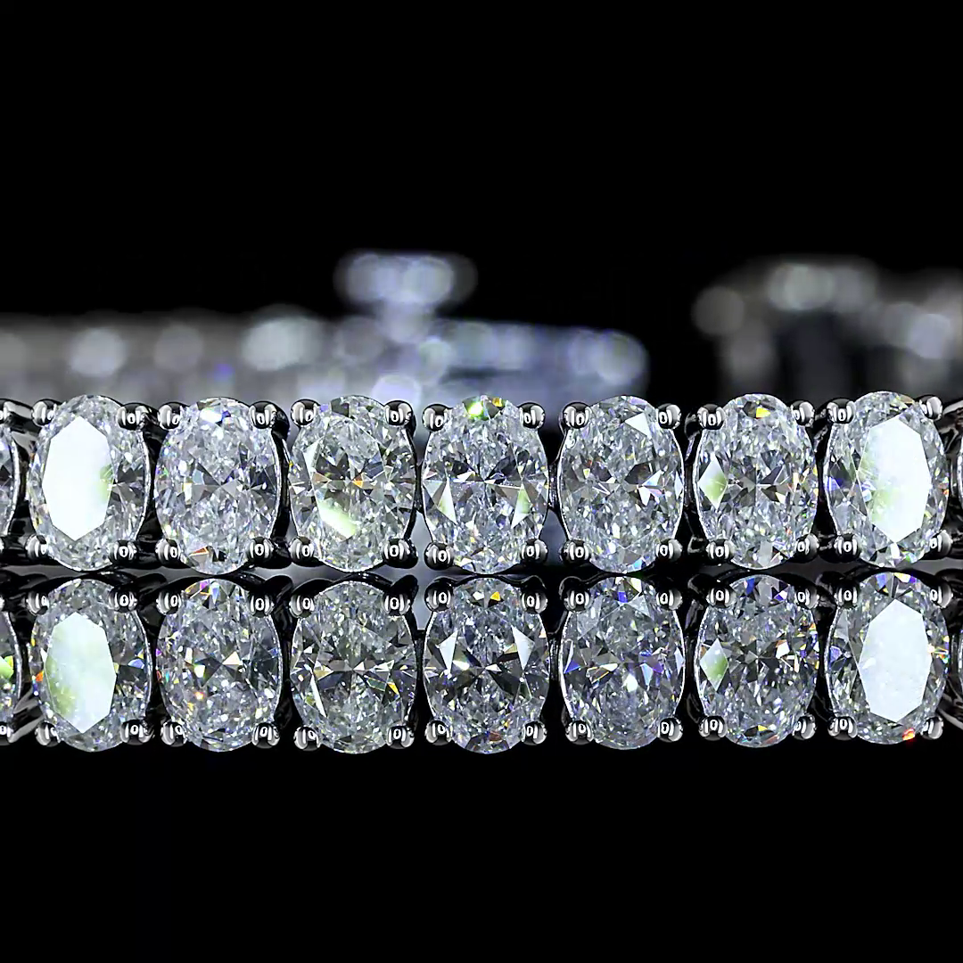 Lab-Grown Oval Diamond Tennis Bracelet — Prong, North South — 7.53 ct 14K WHITE GOLD — Laura Milman New York