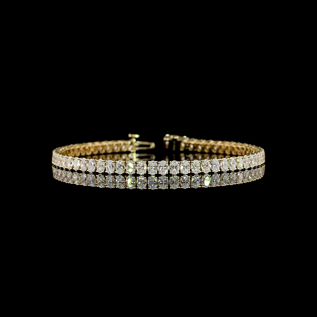 Lab-Grown Oval Diamond Tennis Bracelet — Prong, North South — 7.60 ct 14K YELLOW GOLD — Laura Milman New York