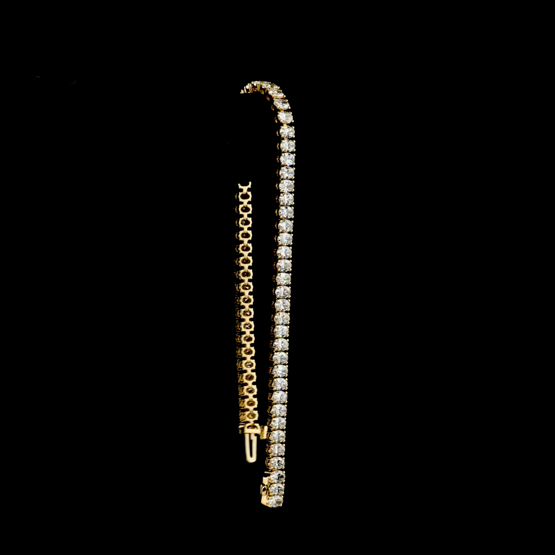 Lab-Grown Oval Diamond Tennis Bracelet — Prong, North South — 7.60 ct 14K YELLOW GOLD — Laura Milman New York