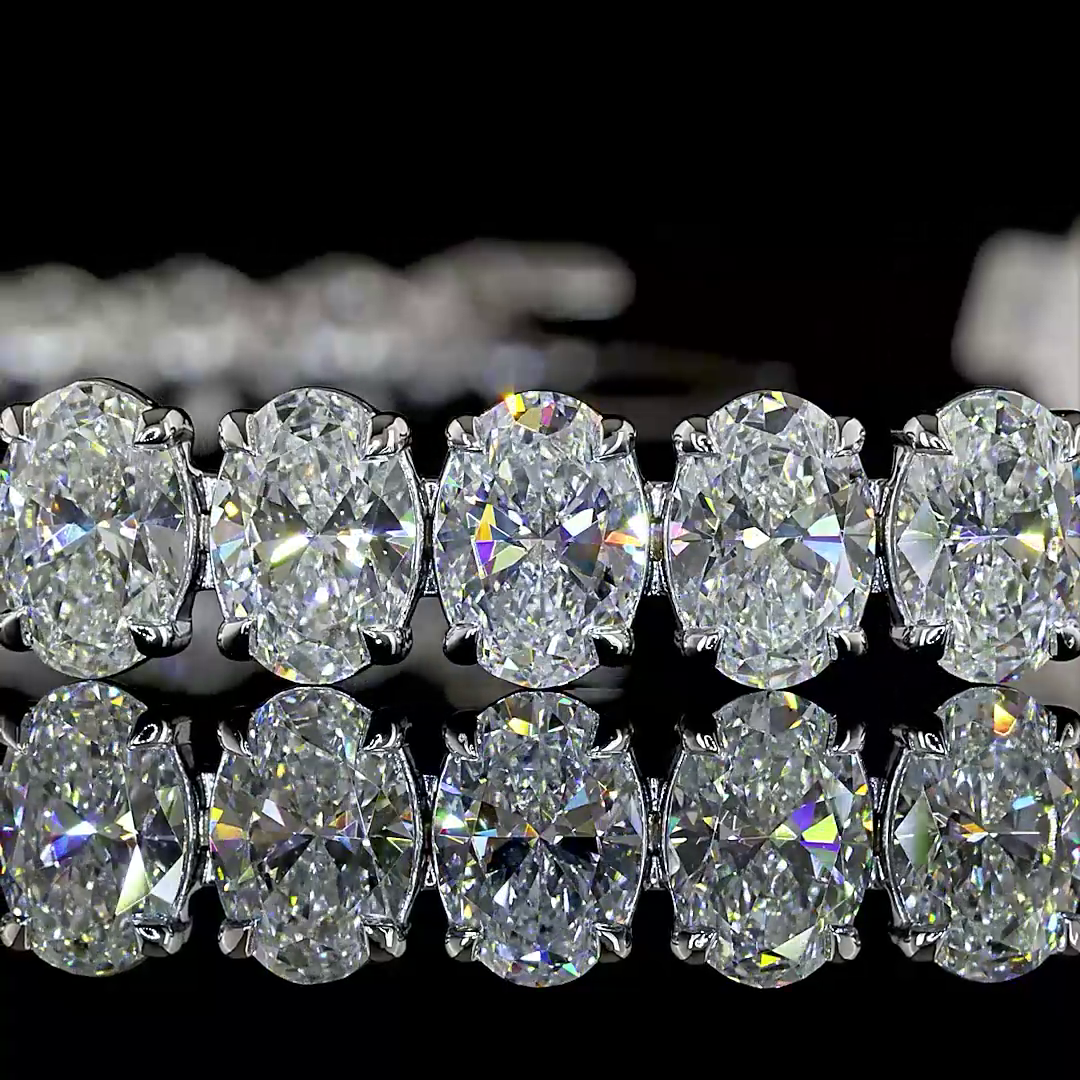 Lab-Grown Oval Diamond Tennis Bracelet — Prong, North South — 15.77 ct 14K WHITE GOLD — Laura Milman New York