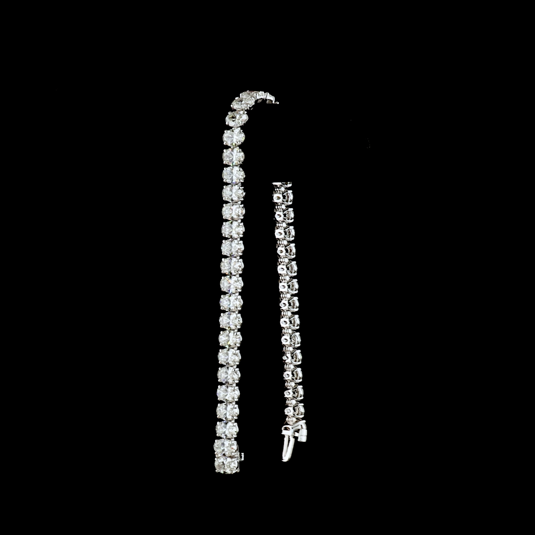 Lab-Grown Oval Diamond Tennis Bracelet — Prong, North South — 15.77 ct 14K WHITE GOLD — Laura Milman New York